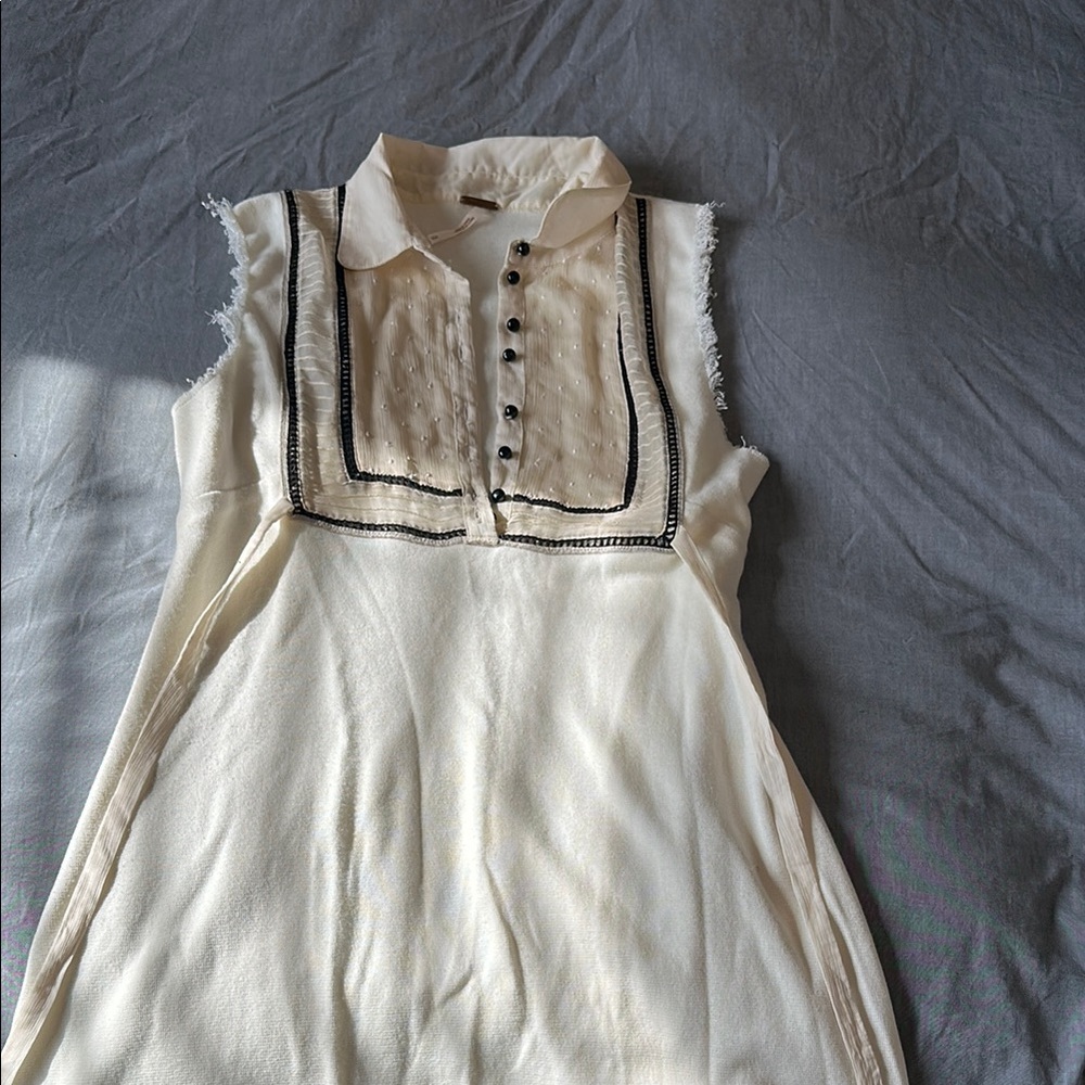 Free People Elegant Cream Sleeveless Dress